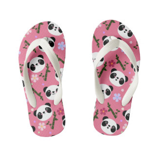 Chinelos Infantis Kawaii Panda a rosa