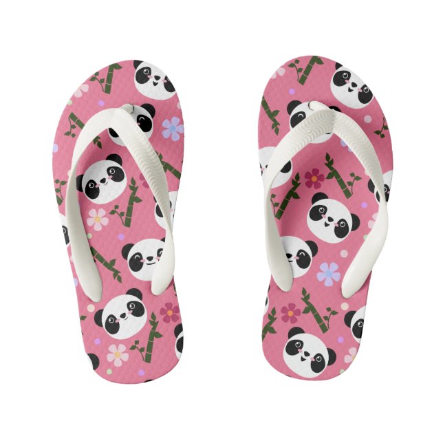 Chinelos Infantis Kawaii Panda a rosa (Pé da cama)