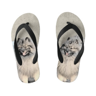 Chinelos Infantis Keeshond Brothers Painting - Arte Original de Cãe
