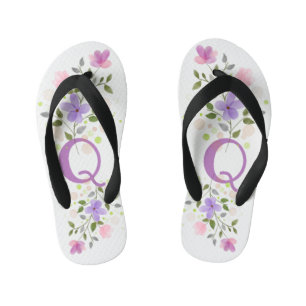 Chinelos Infantis Letra inicial Q Plus Floral Design