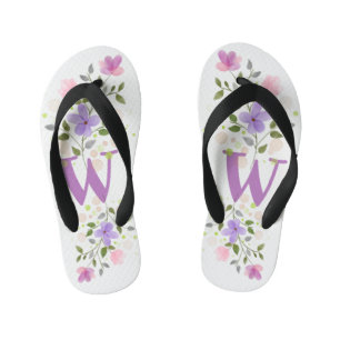 Chinelos Infantis Letra inicial W Plus Floral Design
