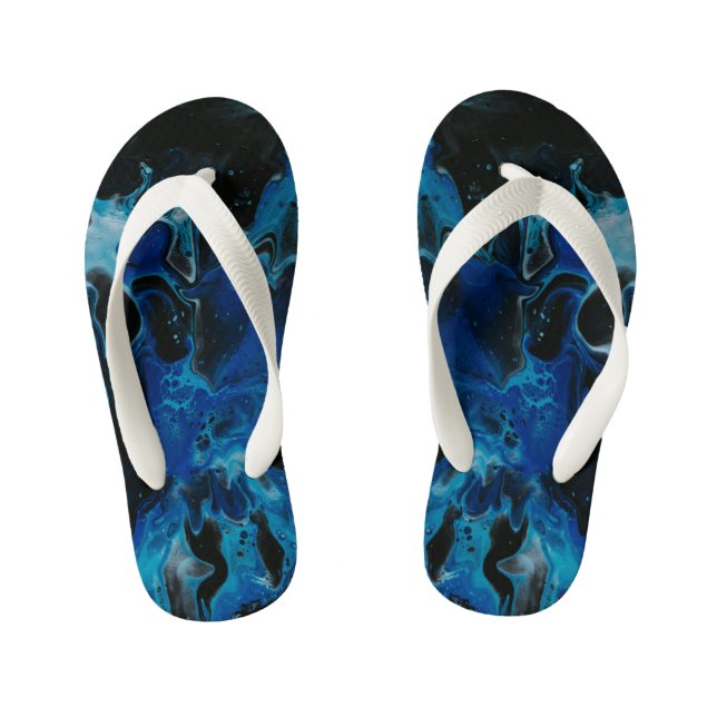 Chinelos Infantis Líquido psicodélico azul escuro (Pé da cama)