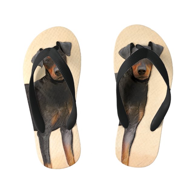 Chinelos Infantis Manchester Terrier Pintura Original (Pé da cama)