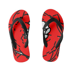 Chinelos Infantis Minimalist Abstract Circular Expressionism in Red 