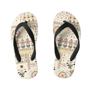 Chinelos Infantis Mughal Floral Paisley: Elegância Digital Étnica.