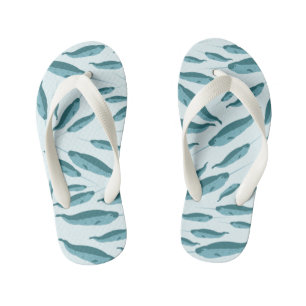 Chinelos Infantis Narwhal no Padrão do Oceano Azul