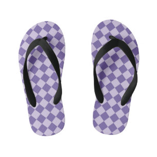 Chinelos Infantis Padrão de Diamante Xadrez Roxo