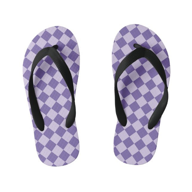 Chinelos Infantis Padrão de Diamante Xadrez Roxo (Pé da cama)