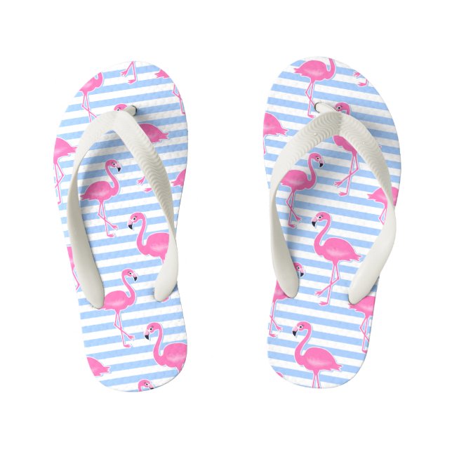 Chinelos Infantis Padrão de Diversão Flamingo Rosa (Pé da cama)