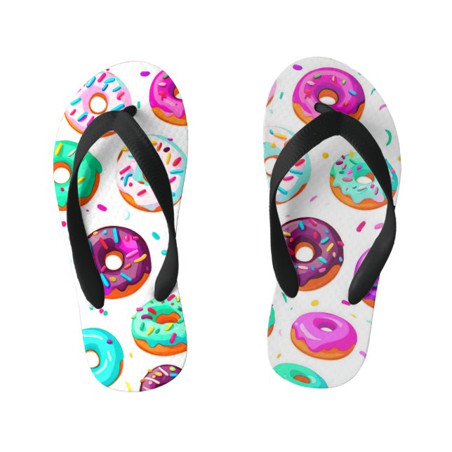 Chinelos Infantis Padrão de donuts de creme delicioso (Pé da cama)