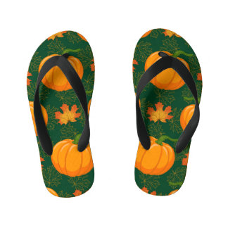 Chinelos Infantis Padrão de Folhas Laranja de Outono Deixa Folha