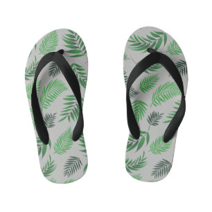 Chinelos Infantis Padrão de Folhas Tropicais 11