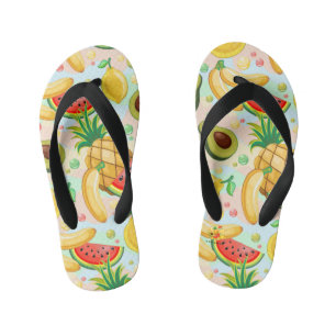 Chinelos Infantis Padrão de Frutas de Verão Fresco
