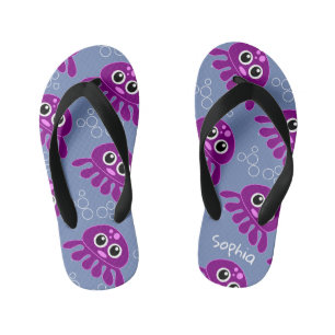 Chinelos Infantis Padrão de polvo roxo personalizado fofo