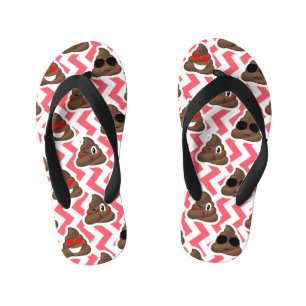 Chinelos Infantis Padrão de ZigZag Vermelho Emoji Vermelho