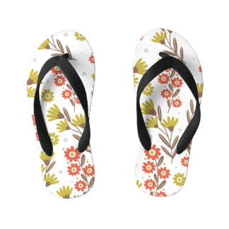 Chinelos Infantis Padrão floral bonito, fundo sem costura.