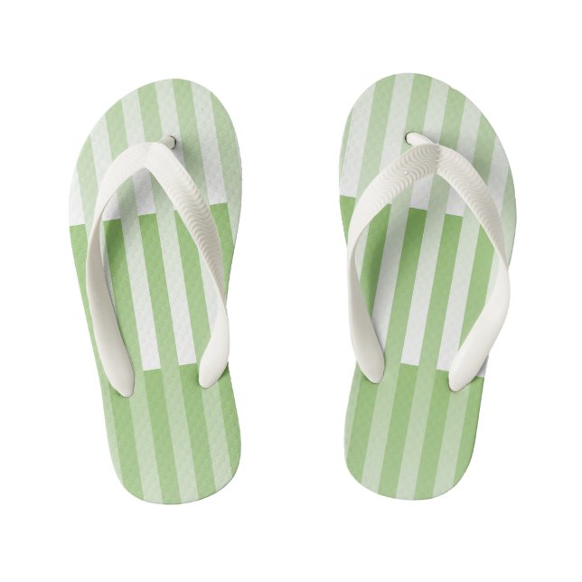 Chinelos Infantis Padrão Listrado Verde Branco (Pé da cama)