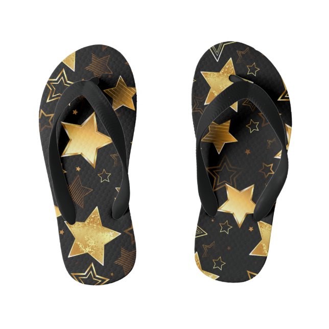Chinelos Infantis Padrão sem costura com estrelas de Ouro (Pé da cama)