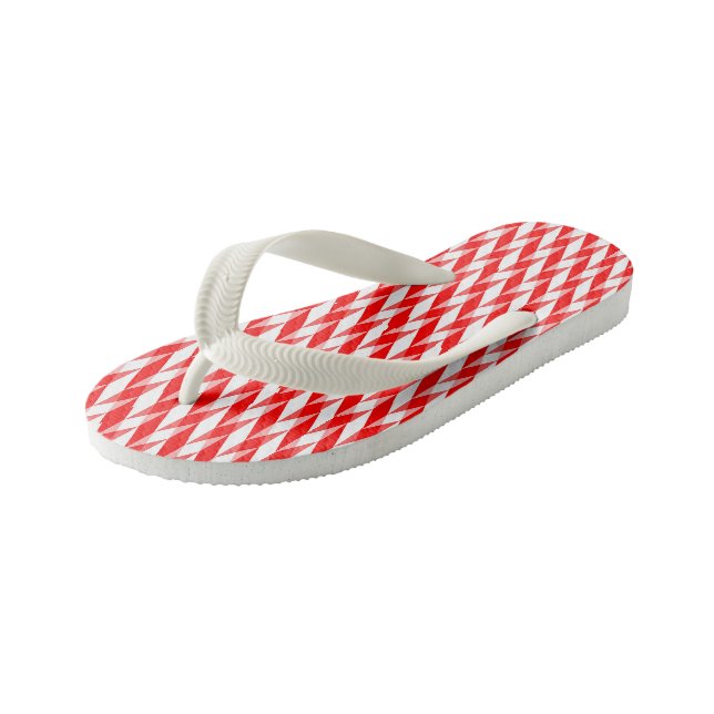 Chinelos Infantis padrão vermelho e branco (Inclinado)