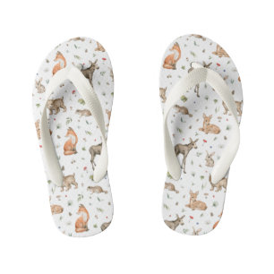 Chinelos Infantis Padrões de Animais da Floresta Cura