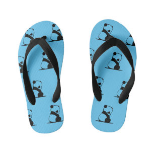 Chinelos Infantis Panda cômoda impressa em azul 