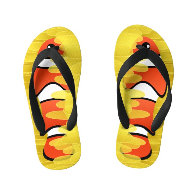 Chinelos Infantis Peixe-Palhaço e Belo Anêmona Amarelo (Pé da cama)
