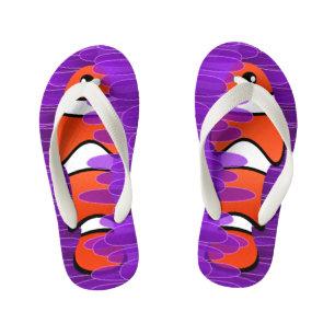 Chinelos Infantis Peixe-Palhaço e Belo Anêmono do Mar Roxo