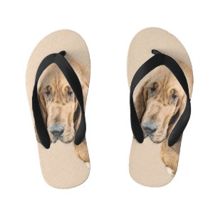 Chinelos Infantis Pintura de Bloodhound - Arte de Cão Original Boni