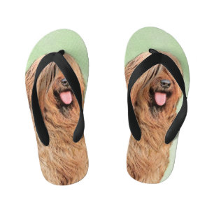 Chinelos Infantis Pintura de Briard - Arte Original de Cachorro Fofa