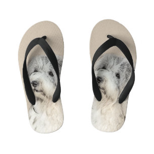 Chinelos Infantis Pintura em Havanês (Dourada Sable) - Arte original