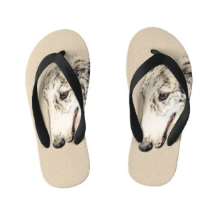 Chinelos Infantis Pintura Original de Cachorro Borzoi (Silver Brindl