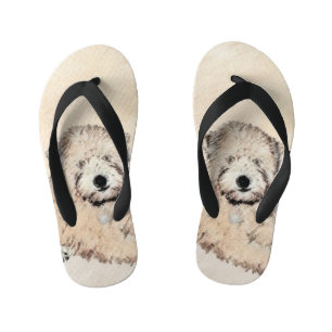 Chinelos Infantis Pintura Original de Soft Coated Wheaten Terrier Ar