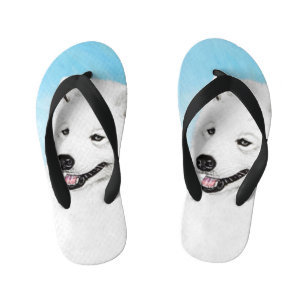 Chinelos Infantis Pintura Samoyed - Arte Cachorosa Original