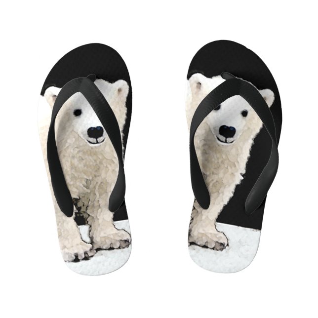 Chinelos Infantis Polar Bear Cub Painting - Arte Original (Pé da cama)