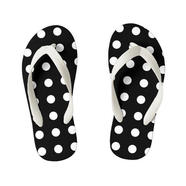 Chinelos Infantis Pontos Modernos Preto e Branco (Pé da cama)