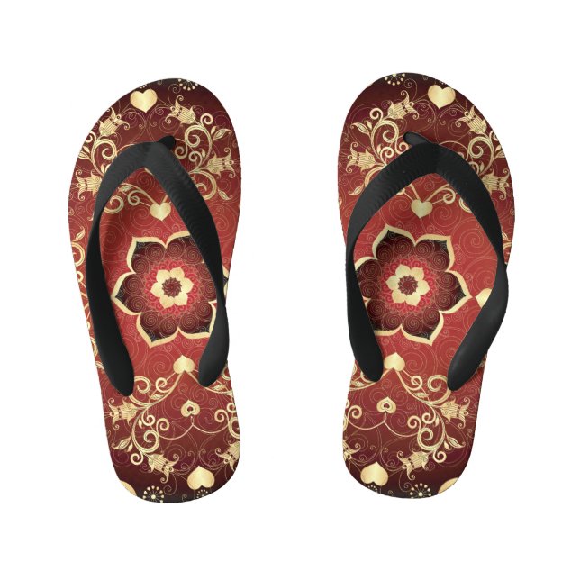 Chinelos Infantis Quadro redondo de Namorados Dourado-roxo (Pé da cama)