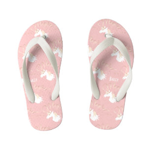 Chinelos Infantis Rapariga Mágica de Unicórnio Rosa Personalizada