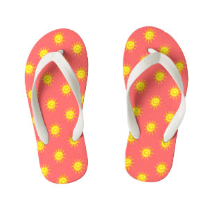 Chinelos Infantis Rosto Feliz Sol Coral Praia Fofo Caprichoso