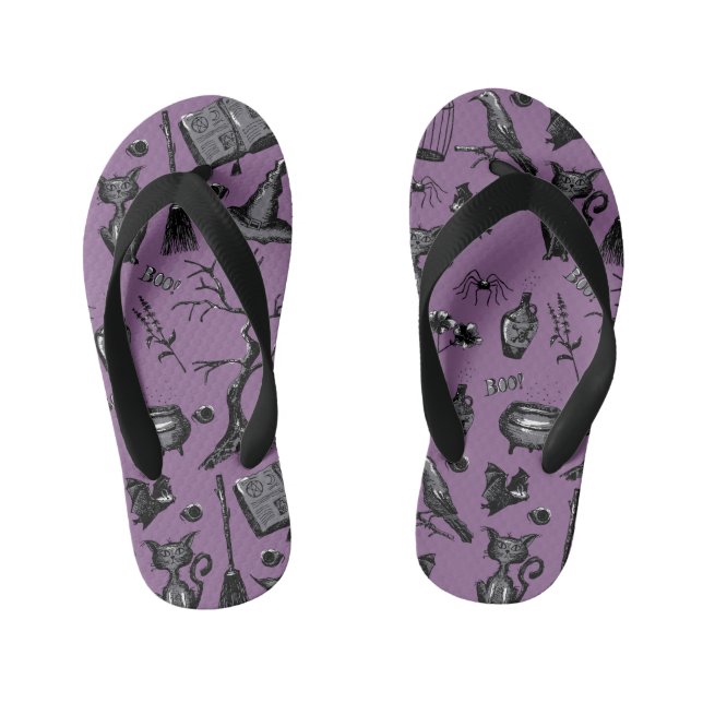 Chinelos Infantis Roxo das Bruxas Bonitas e Louco (Pé da cama)
