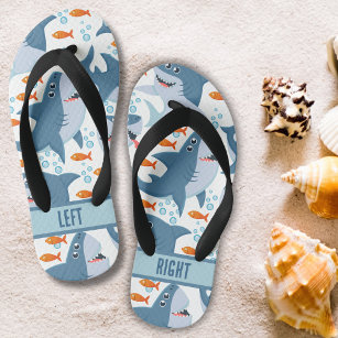 Chinelos Infantis Sandal Personalizada para a Esquerda de Tubarão e 
