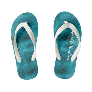 Chinelos Infantis Sereia de Teal Sparkle personalizada