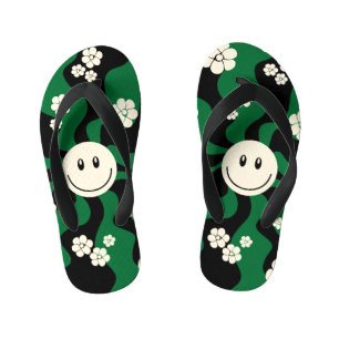 Chinelos Infantis Sorria - Verde, Creme e Preto