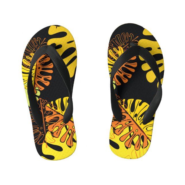 Chinelos Infantis Summer Tropical Leaves Vintage Design (Pé da cama)