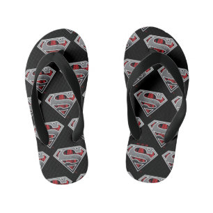Chinelos Infantis Superman S-Shield Cinza e Logotipo da Cidade Ver