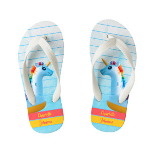 Chinelos Infantis Unicorn Menina Rosa Amarelo Azul Nome Água
