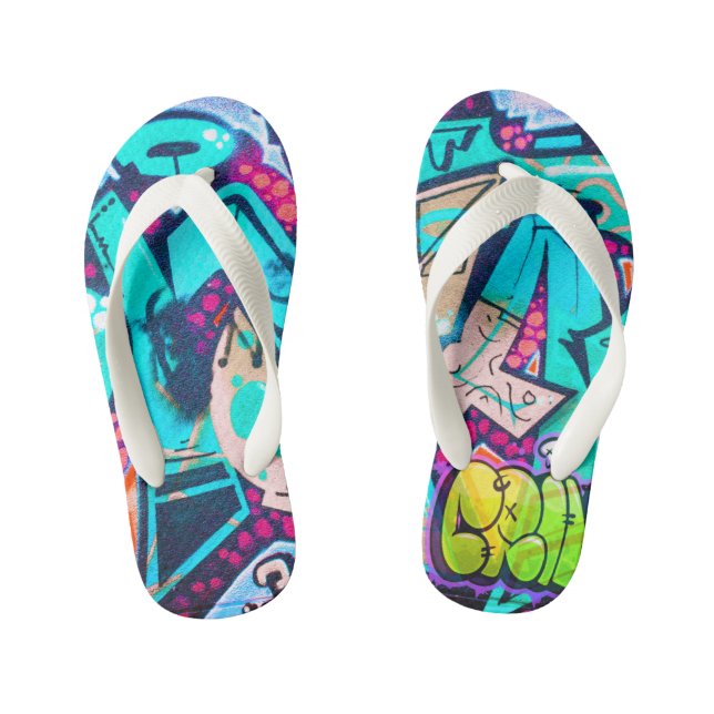 Chinelos Infantis Vibrant Geometric Pattern Summer Flip Flops (Pé da cama)