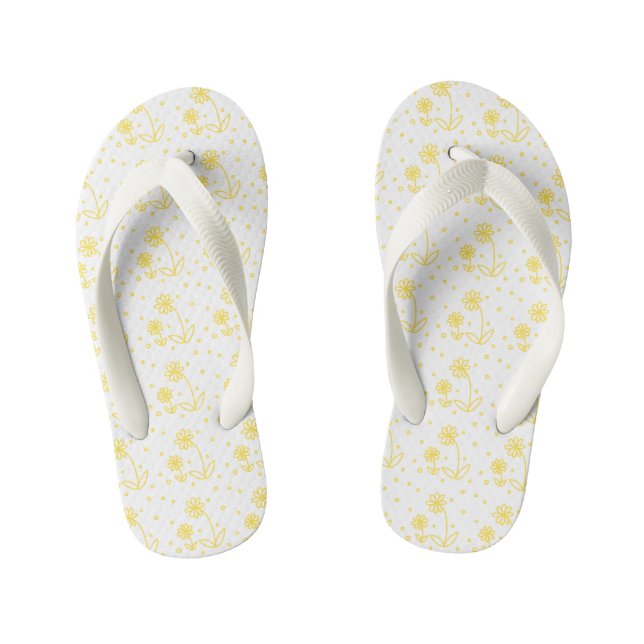 Chinelos Infantis Visitas e Pontos 2 - Amarelo-limão e Branco (Pé da cama)