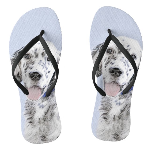 Chinelos Inglês Setter Blue Belton pintando arte canina (Pé da cama)