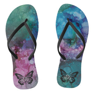 Chinelos Invernos Adultos "Inkblots Pink-Greens Butterfly"