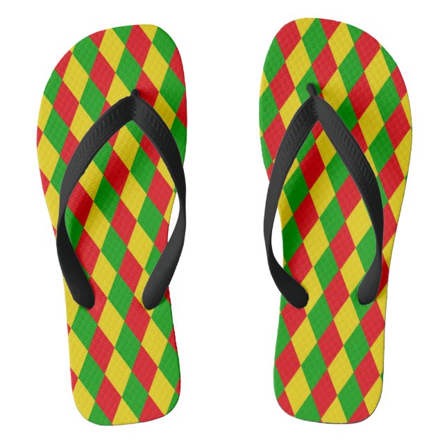 Chinelos Jamaica Rasta Flag Colors Diamond Patterado (Pé da cama)